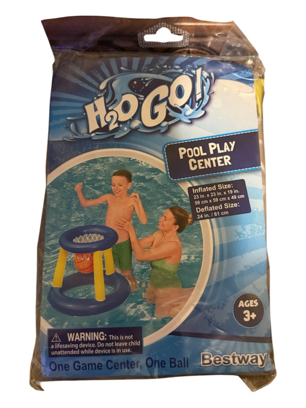 3 for $15 ❤️ H2OGO! Pool Play Center - Blue & Yellow Inflatable Basketball